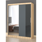Dressing Viva Sonoma cu oglinda 200 x 200 cm cu usi glisante Gri si Ornamente Negre