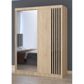 Dressing Viva Sonoma cu oglinda 200 x 200 cm cu usi glisante Sonoma si Ornamente Negre