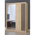 Dressing Viva Sonoma cu oglinda 200 x 200 cm cu usi glisante Sonoma si Ornamente Negre