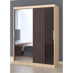 Dressing Viva Sonoma cu oglinda 200 x 200 cm cu usi glisante Wenge si Ornamente Negre