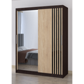 Dressing Viva Wenge cu oglinda 200 x 200 cm cu usi glisante Sonoma si Ornamente Negre