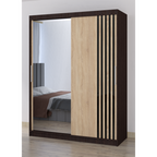 Dressing Viva Wenge cu oglinda 200 x 200 cm cu usi glisante Sonoma si Ornamente Negre