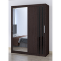 Dressing Viva Wenge cu oglinda 200 x 200 cm cu usi glisante Wenge si Ornamente Negre