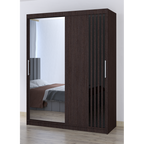 Dressing Viva Wenge cu oglinda 200 x 200 cm cu usi glisante Wenge si Ornamente Negre