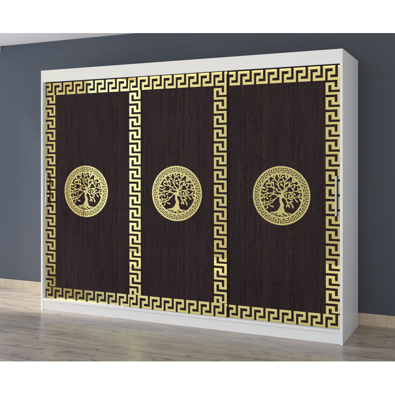 Dulap Dormitor Clara Alb 250 x 200 cm cu usi Glisante Wenge