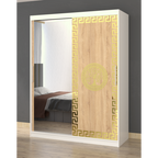 Dulap Dormitor Clara Alb cu oglinda 150 cm x 200 cm cu usi glisante Sonoma