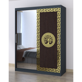 Dulap Dormitor Clara Gri cu oglinda 150 x 200 cm cu usi Glisante Wenge