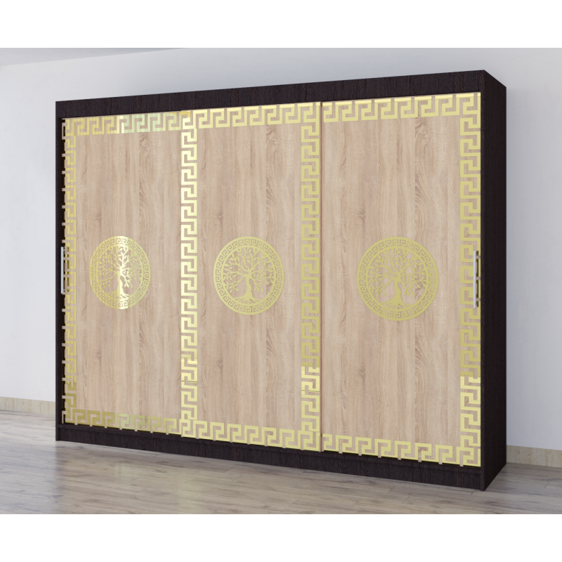 Dulap Dormitor Clara Wenge 250 x 200 cm cu usi Glisante Sonoma