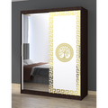 Dulap Dormitor Clara Wenge cu oglinda 150 x 200 cm cu usi Glisante Albe