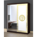 Dulap Dormitor Clara Wenge cu oglinda 150 x 200 cm cu usi Glisante Albe