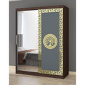 Dulap Dormitor Clara Wenge cu oglinda 150 x 200 cm cu usi Glisante Gri