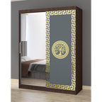 Dulap Dormitor Clara Wenge cu oglinda 150 x 200 cm cu usi Glisante Gri