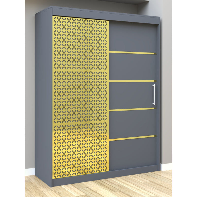 Dulap Dormitor Matei Gold 150 cm Gri cu usi Gri