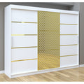 Dulap Dormitor Matei Gold 250 cm Alb cu usi Albe