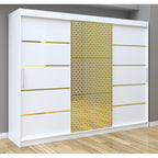 Dulap Dormitor Matei Gold 250 cm Alb cu usi Albe