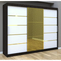 Dulap Dormitor Matei Gold 250 cm Wenge cu usi Albe