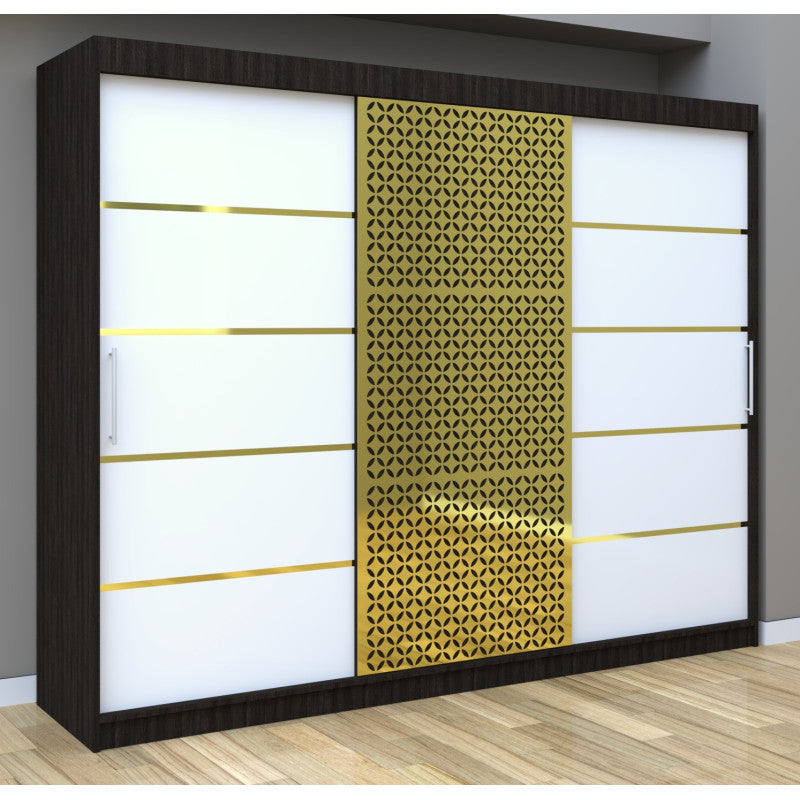 Dulap Dormitor Matei Gold 250 cm Wenge cu usi Albe