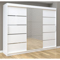 Dulap Dormitor Matei Silver 250 cm Alb cu usi Albe