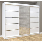 Dulap Dormitor Matei Silver 250 cm Alb cu usi Albe