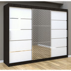 Dulap Dormitor Matei Silver 250 cm Wenge cu usi glisante albe