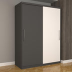 Dulap Dormitor Nova Eco 150 cm x 200 cm, fara oglinda, gri cu usi glisante gri alb