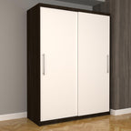 Dulap Dormitor Nova Eco 150 cm x 200 cm, fara oglinda, wenge cu usi glisante albe