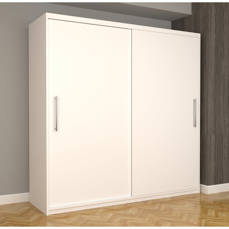 Dulap Dormitor Nova Eco 200 cm x 200 cm, fara oglinda, alb cu usi glisante albe