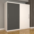 Dulap Dormitor Nova Eco 200 cm x 200 cm fara oglinda, alb cu usi glisante gri alb