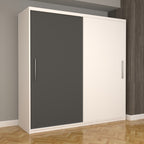 Dulap Dormitor Nova Eco 200 cm x 200 cm fara oglinda, alb cu usi glisante gri alb