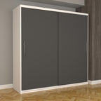 Dulap Dormitor Nova Eco 200 cm x 200 cm fara oglinda, alb cu usi glisante gri