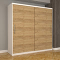 Dulap Dormitor Nova Eco 200 cm x 200 cm fara oglinda, alb cu usi glisante oak craft gold
