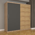 Dulap Dormitor Nova Eco 200 cm x 200 cm fara oglinda, sonoma cu usi glisante gri oak craft gold