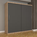 Dulap Dormitor Nova Eco 200 cm x 200 cm fara oglinda, sonoma cu usi glisante gri