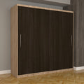 Dulap Dormitor Nova Eco 200 cm x 200 cm fara oglinda, sonoma cu usi glisante wenge
