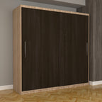 Dulap Dormitor Nova Eco 200 cm x 200 cm fara oglinda, sonoma cu usi glisante wenge