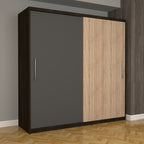 Dulap Dormitor Nova Eco 200 cm x 200 cm fara oglinda, wenge cu usi glisante gri sonoma