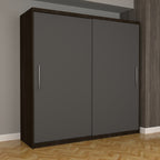 Dulap Dormitor Nova Eco 200 cm x 200 cm fara oglinda, wenge cu usi glisante gri