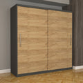 Dulap Dormitor Nova Eco 200 cm x 200 cm fara oglinda, wenge cu usi glisante oak craft gold