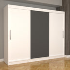 Dulap Dormitor Nova Eco 250 cm x 200 cm , fara oglinda , alb cu usi glisante alb gri