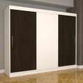Dulap Dormitor Nova Eco 250 cm x 200 cm , fara oglinda , alb cu usi glisante alb wenge