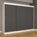Dulap Dormitor Nova Eco 250 cm x 200 cm , fara oglinda alb cu usi glisante gri