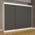 Dulap Dormitor Nova Eco 250 cm x 200 cm , fara oglinda , alb cu usi glisante gri
