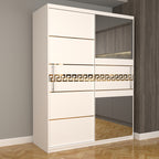 Dulap Dormitor Nova Gold 150 cm x 200 cm cu oglinda Alb cu usi glisante albe