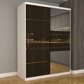 Dulap Dormitor Nova Gold 150 cm x 200 cm cu oglinda Alb cu usi Glisante Magia