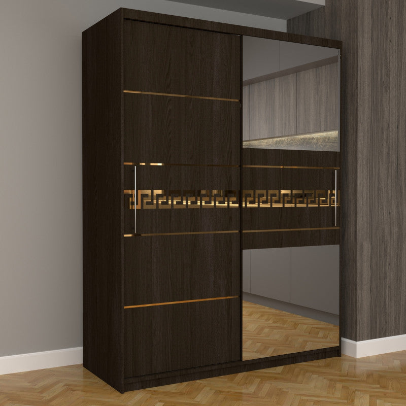 Dulap Dormitor Nova Gold 150 cm x 200 cm cu oglinda Magia cu usi glisante Magia