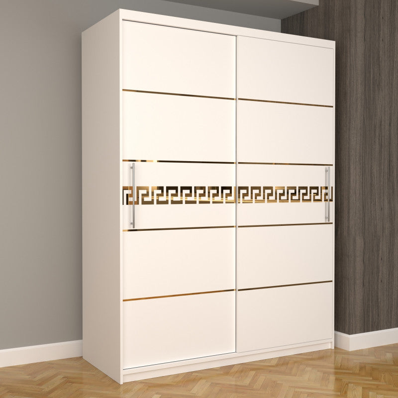 Dulap Dormitor Nova Gold 150 cm x 200 cm fara oglinda Alb cu usi glisante Albe