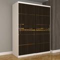 Dulap Dormitor Nova Gold 150 cm x 200 cm fara oglinda Alb cu usi glisante Magia