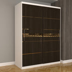 Dulap Dormitor Nova Gold 150 cm x 200 cm fara oglinda Alb cu usi glisante Magia