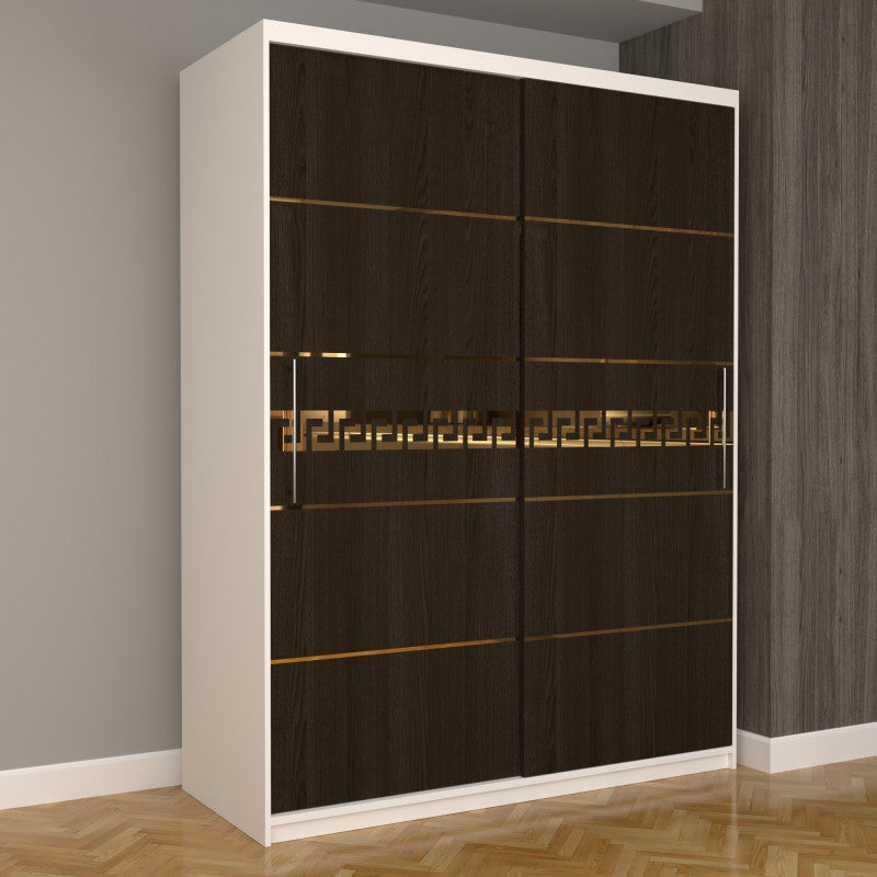Dulap Dormitor Nova Gold 150 cm x 200 cm fara oglinda Alb cu usi glisante Magia