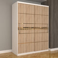 Dulap Dormitor Nova Gold 150 cm x 200 cm fara oglinda Alb cu usi glisante Sonoma